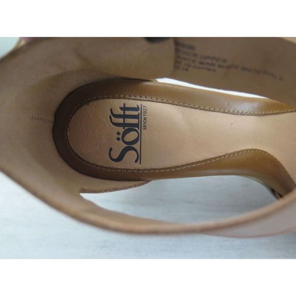 Söfft 1536600 Women's Sz 8M Cognac Dabney Open Toe Leather T-Strap Stacked Heels - Picture 11 of 13